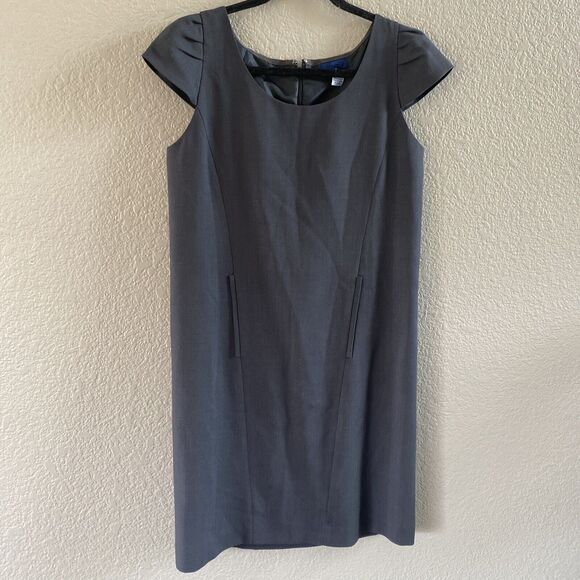 J.Crew Dress Womens 2 Gray Wool Sheath Cap Sleeve Pockets Career Classic - Picture 1 of 11